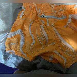 Orange and White Swirl Pattern Shorts